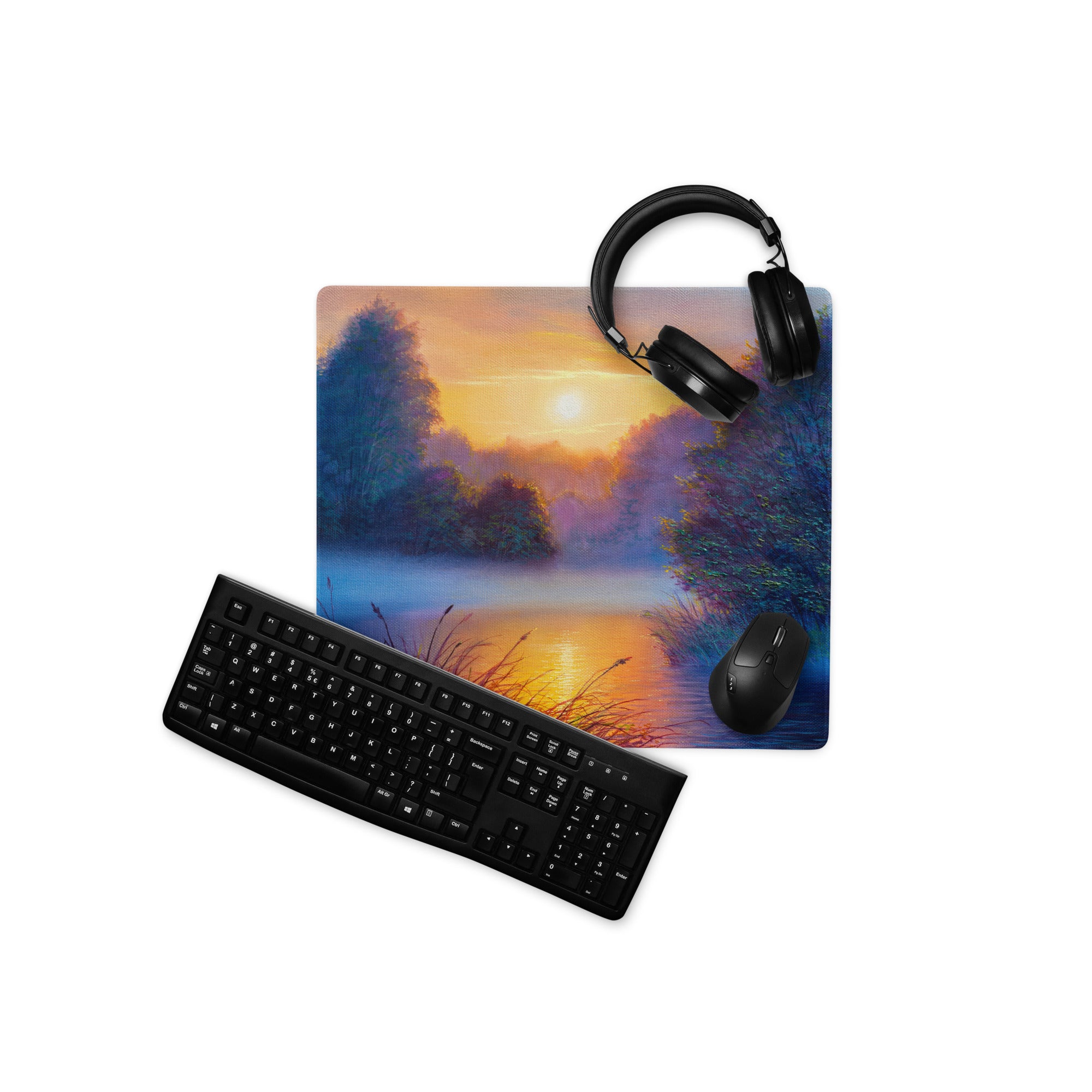 Sunset Vista Landscape Mouse Pad - Mouse Pad Sunset Orange Blue Purple Desk Gaming Landscape Impressionist