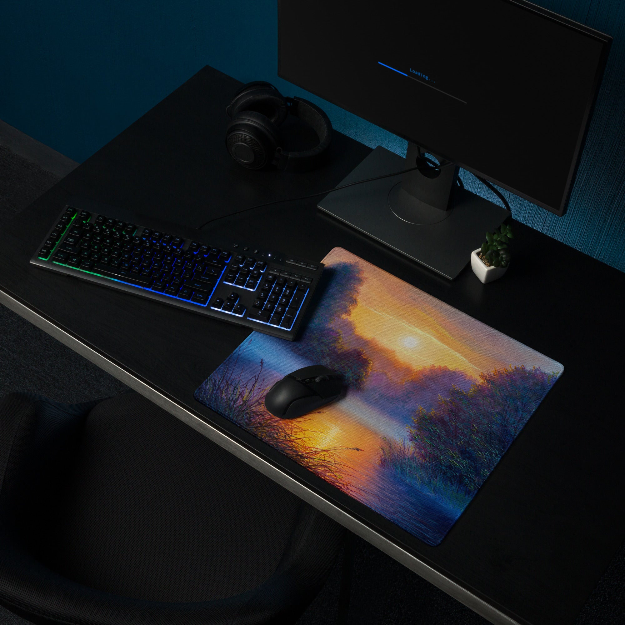 Sunset Vista Landscape Mouse Pad - Mouse Pad Sunset Orange Blue Purple Desk Gaming Landscape Impressionist