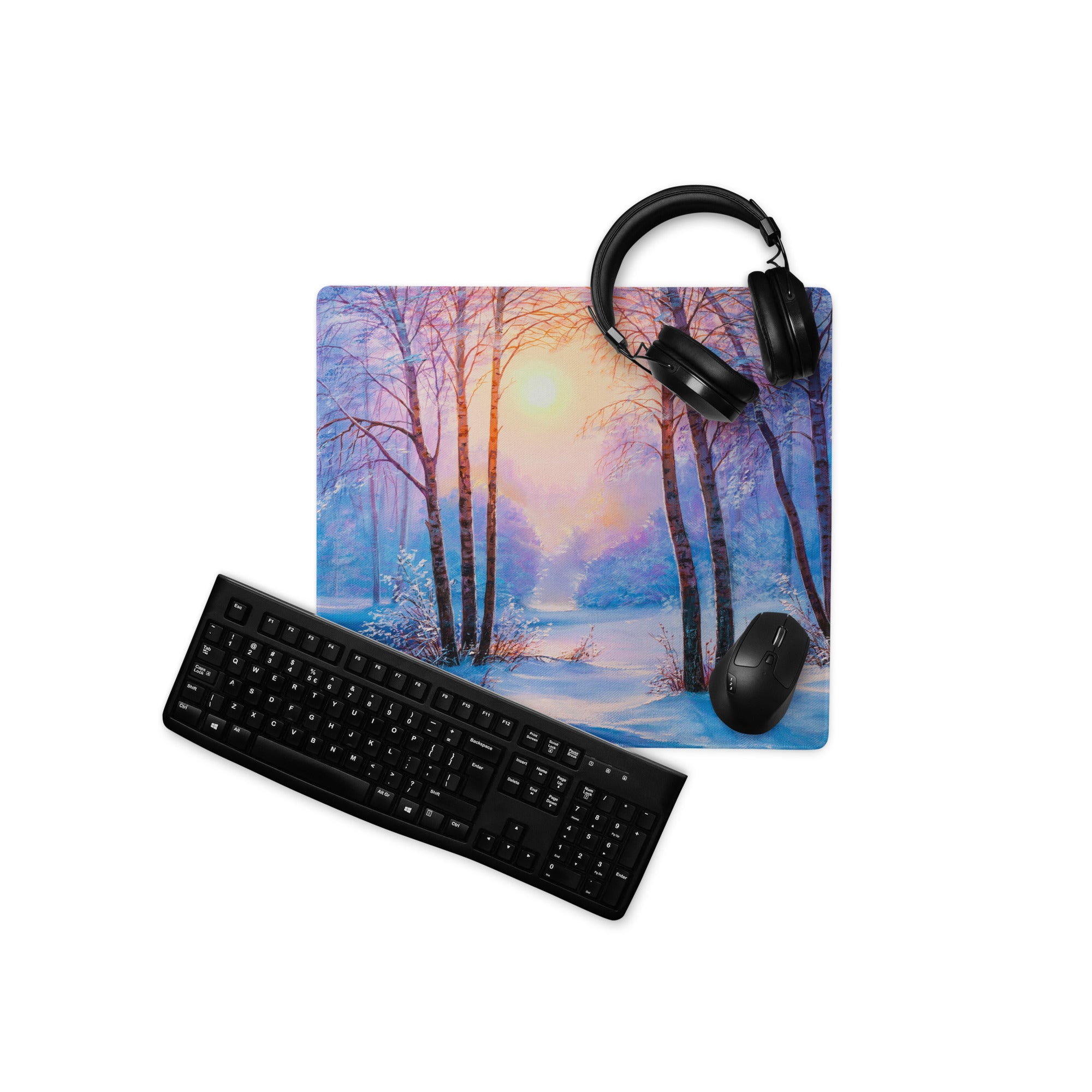 Aurora Forest Gaming Mouse Pad - Gaming Mouse Pad Blue Sunset Home Office Contemporary Art Calm Mood Minimalist Decor