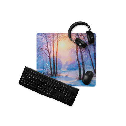 Aurora Forest Gaming Mouse Pad - Gaming Mouse Pad Blue Sunset Home Office Contemporary Art Calm Mood Minimalist Decor
