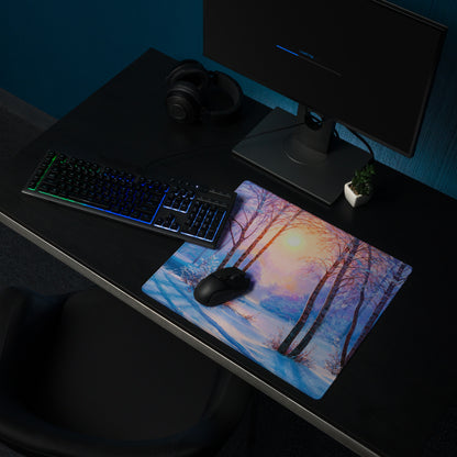 Aurora Forest Gaming Mouse Pad - Gaming Mouse Pad Blue Sunset Home Office Contemporary Art Calm Mood Minimalist Decor