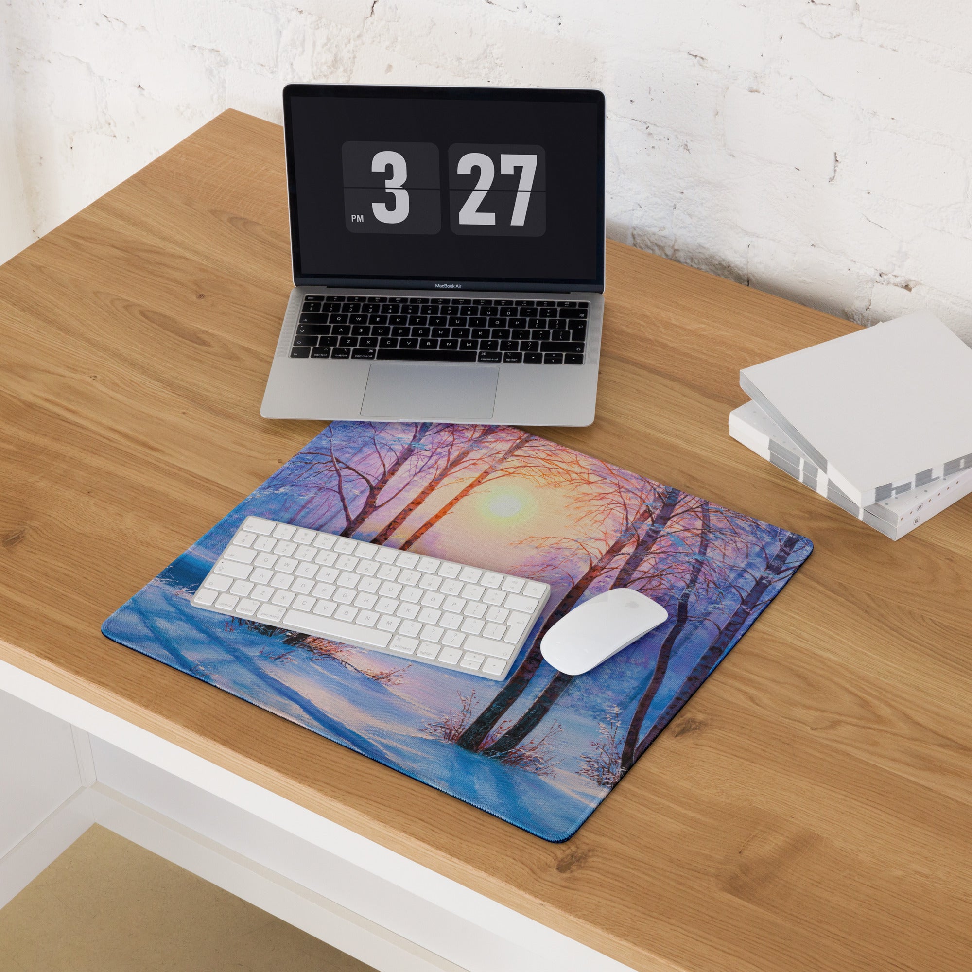 Aurora Forest Gaming Mouse Pad - Gaming Mouse Pad Blue Sunset Home Office Contemporary Art Calm Mood Minimalist Decor