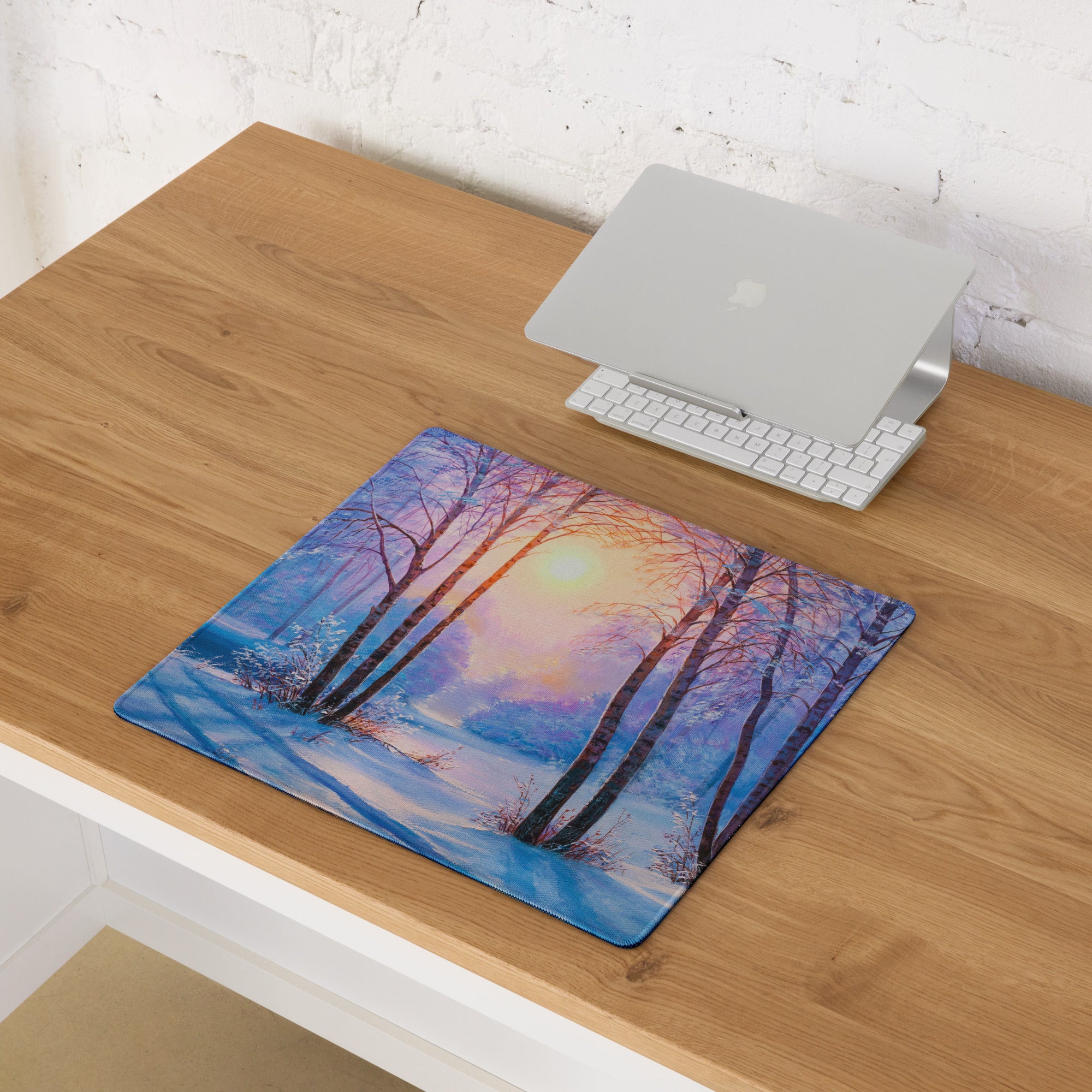 Aurora Forest Gaming Mouse Pad - Gaming Mouse Pad Blue Sunset Home Office Contemporary Art Calm Mood Minimalist Decor