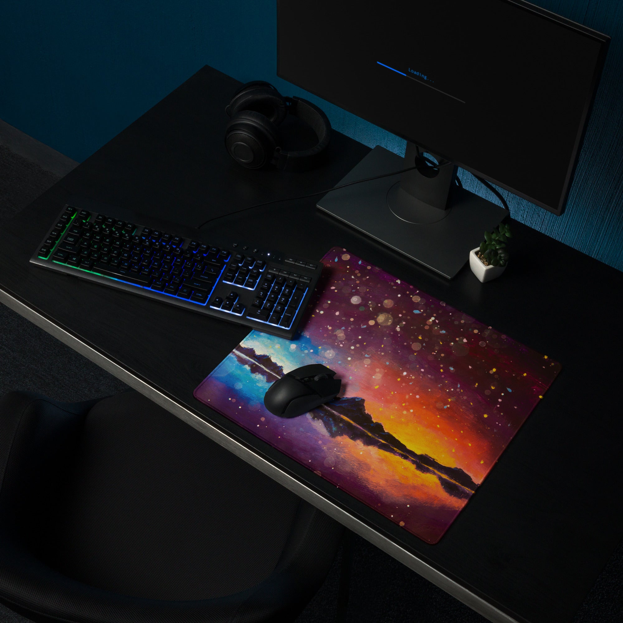 Cosmic Sunset Gaming Mouse Pad - Mouse Pad Purple Blue Gradient For Gaming Desk Cosmic Abstract Vibrant Modern Non Slip
