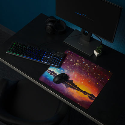 Cosmic Sunset Gaming Mouse Pad - Mouse Pad Purple Blue Gradient For Gaming Desk Cosmic Abstract Vibrant Modern Non Slip