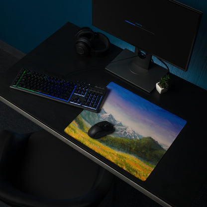 Mountain Dawn Landscape Mouse Pad - Landscape Blue Purple Gradient Mouse Pad Oil Painting Mood Serene Modern Gaming