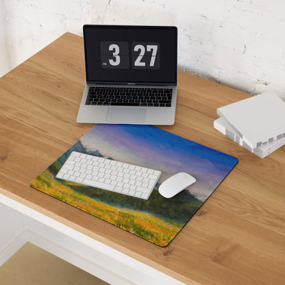 Mountain Dawn Landscape Mouse Pad - Landscape Blue Purple Gradient Mouse Pad Oil Painting Mood Serene Modern Gaming