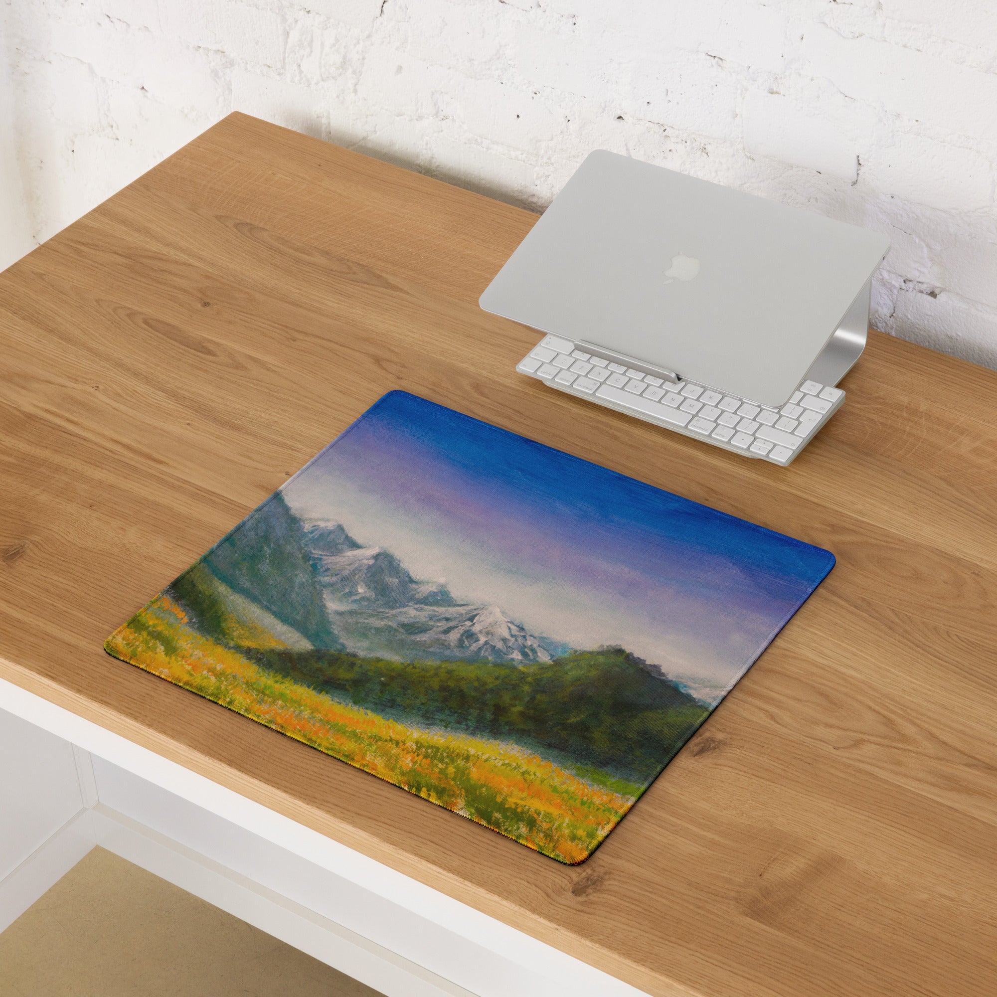 Mountain Dawn Landscape Mouse Pad - Landscape Blue Purple Gradient Mouse Pad Oil Painting Mood Serene Modern Gaming