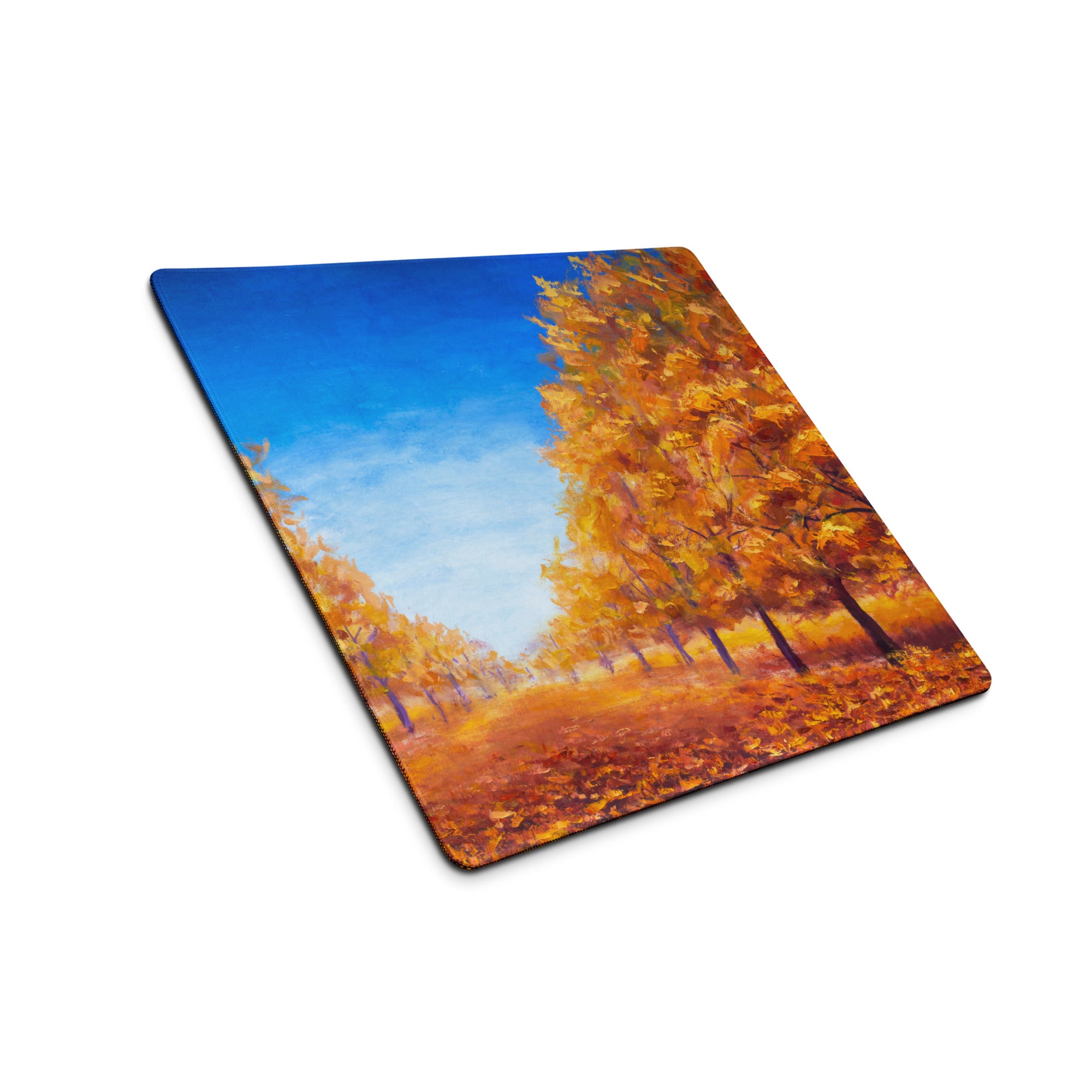 Autumn Leaves Mouse Pad - Autumn Leaves Desk Pad Orange Blue Impressionist Vibrant Cozy Rustic Modern Gaming Oil Canvas