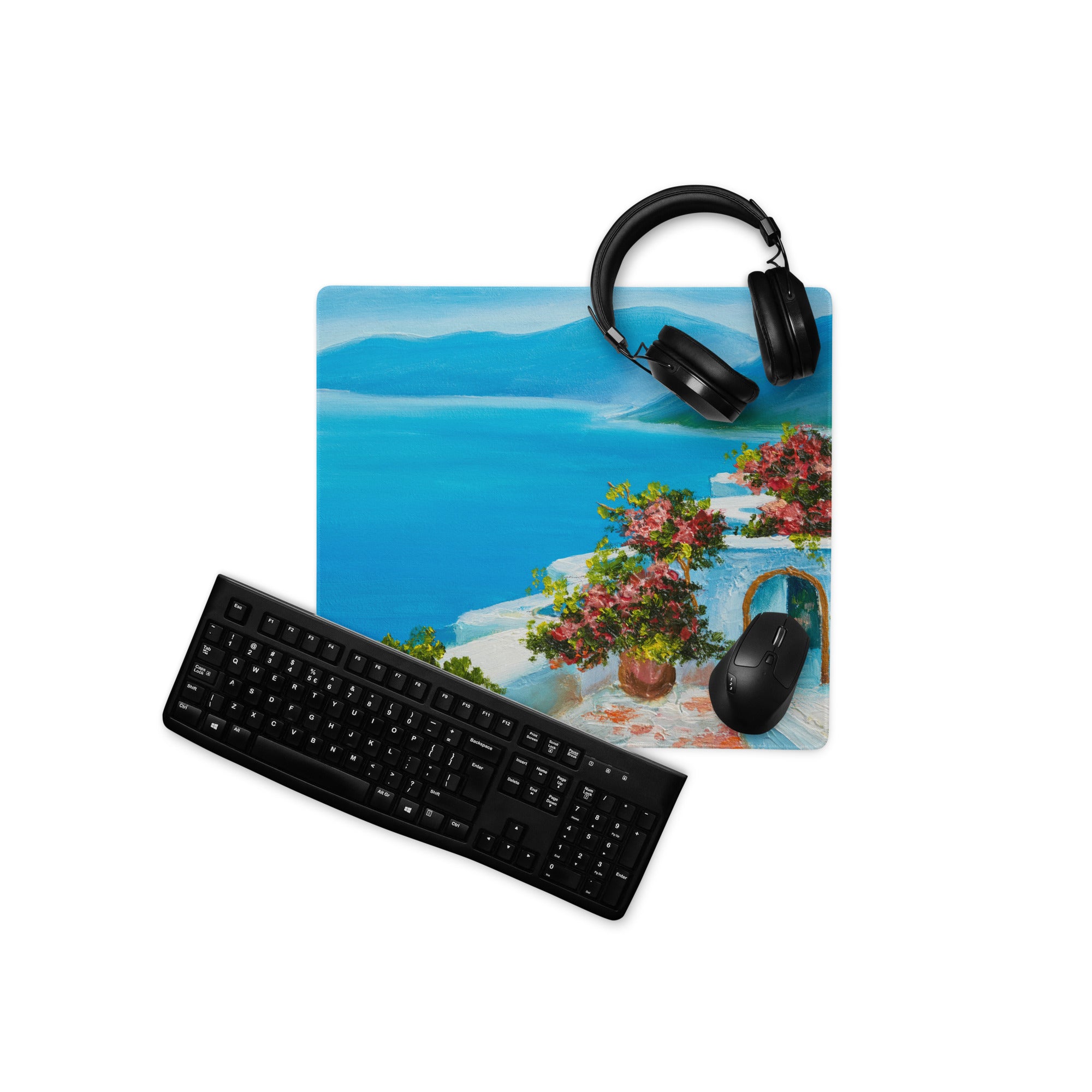 Azure Coastal Landscape Mouse Pad - Coastal Landscape Blue Ocean Office Decor Calm Mood Ocean Decor Gaming Desk Mat