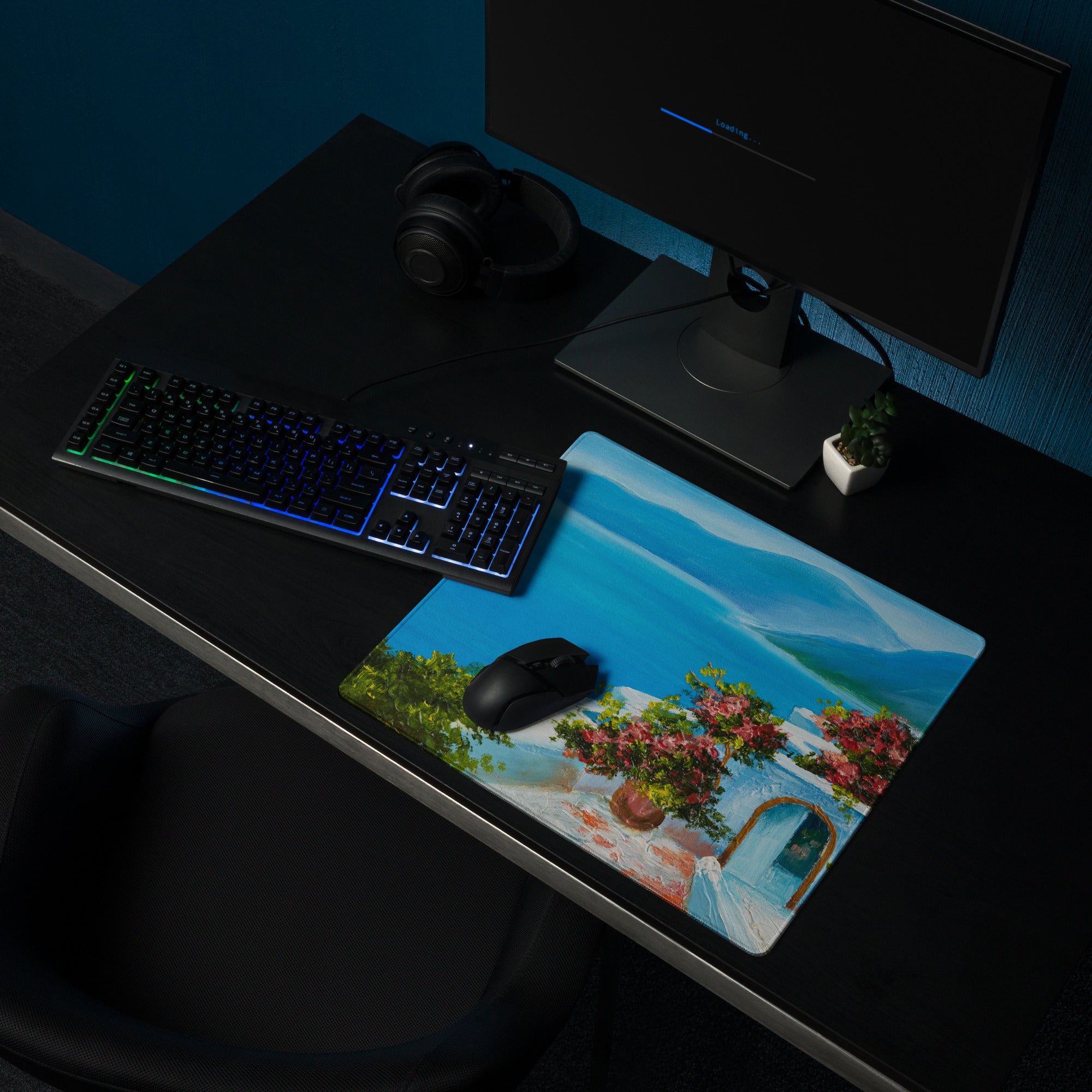 Azure Coastal Landscape Mouse Pad - Coastal Landscape Blue Ocean Office Decor Calm Mood Ocean Decor Gaming Desk Mat