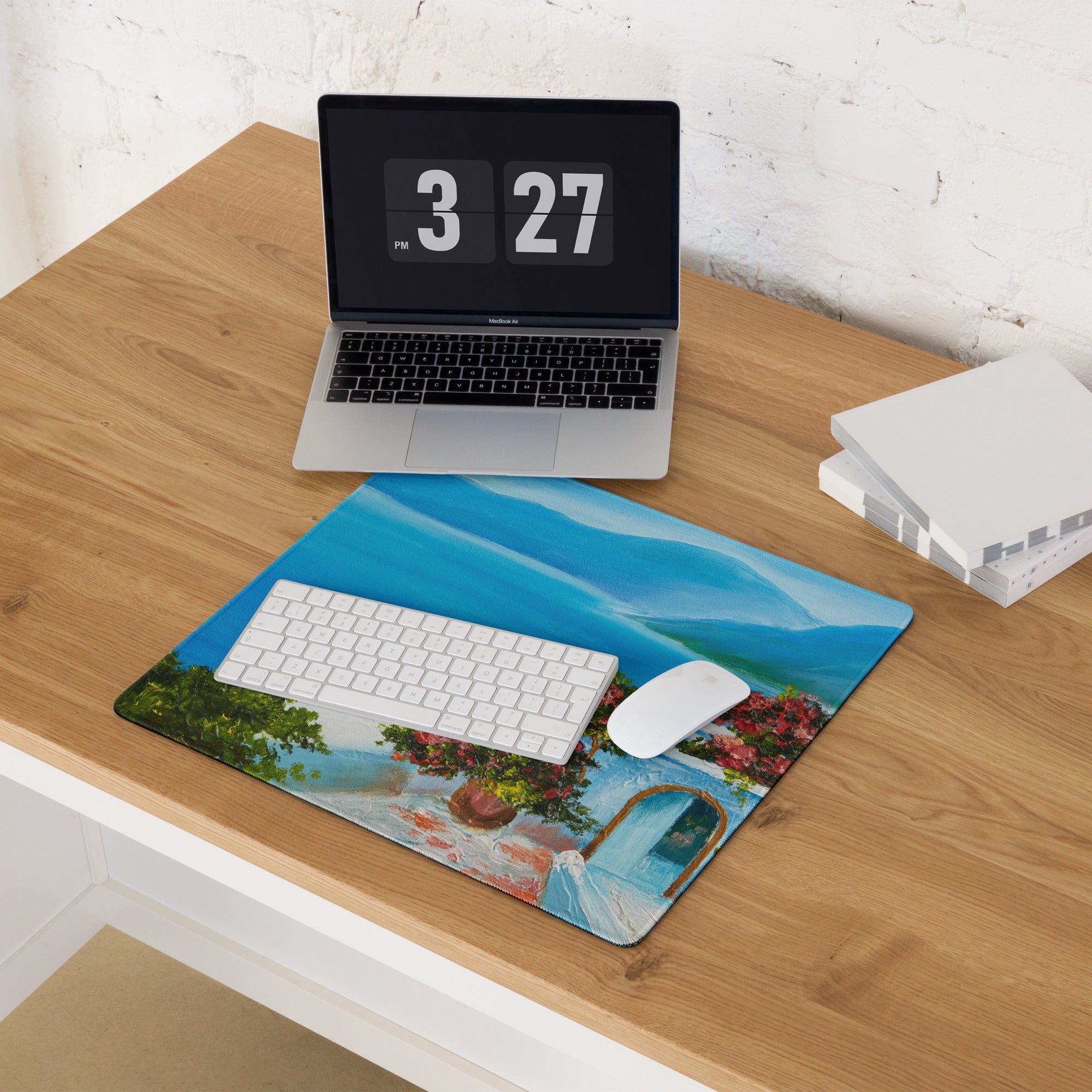 Azure Coastal Landscape Mouse Pad - Coastal Landscape Blue Ocean Office Decor Calm Mood Ocean Decor Gaming Desk Mat