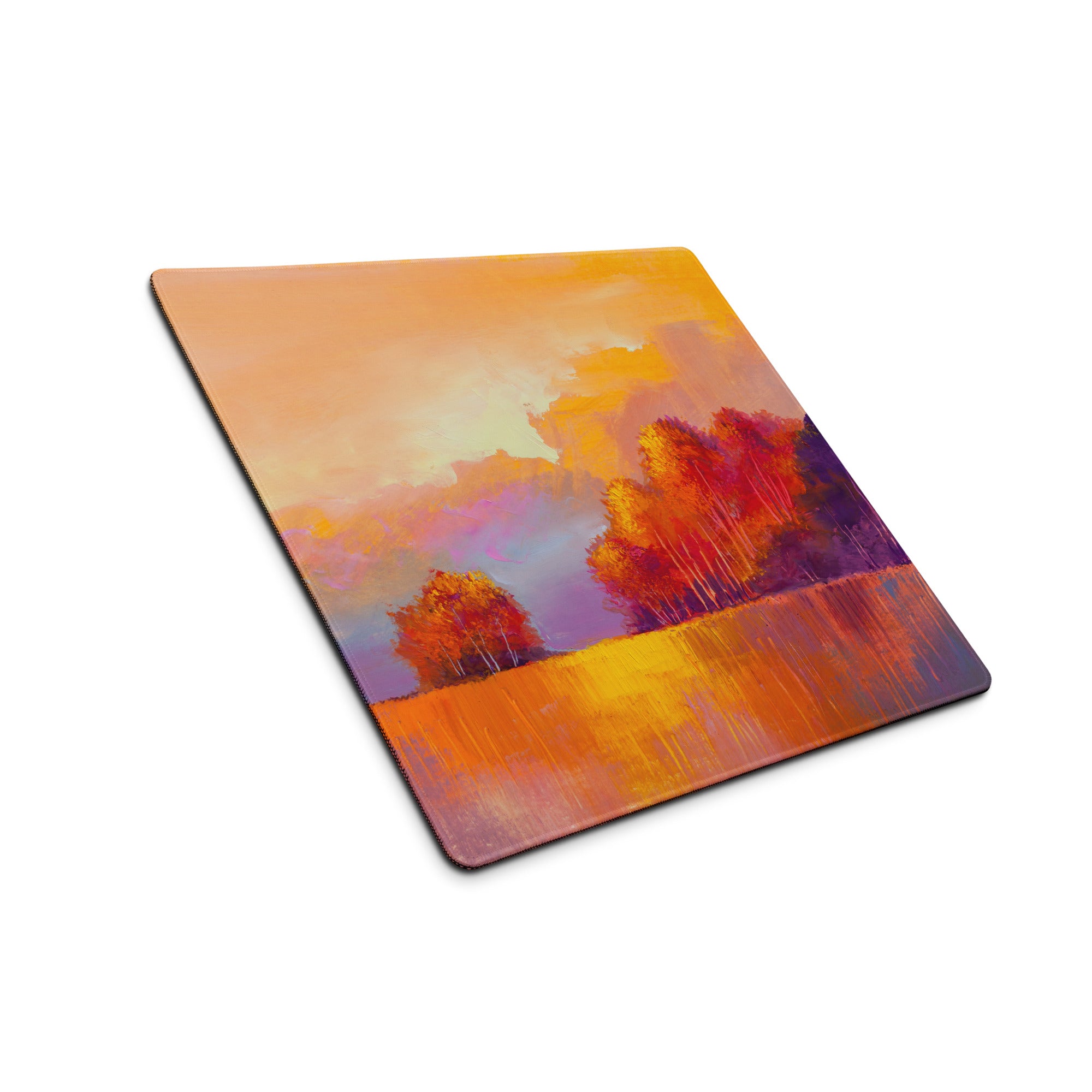 Autumn Sunset Landscape Mouse Pad - Landscape Orange Purple Yellow Desk Impressionist Warm Mood Gaming Mouse Pad