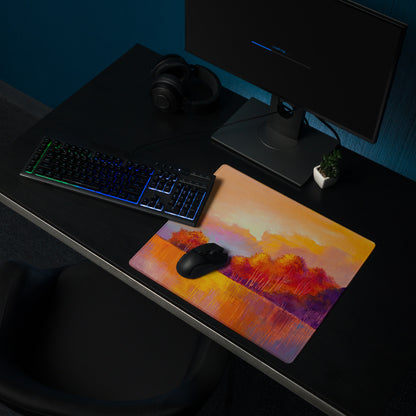Autumn Sunset Landscape Mouse Pad - Landscape Orange Purple Yellow Desk Impressionist Warm Mood Gaming Mouse Pad
