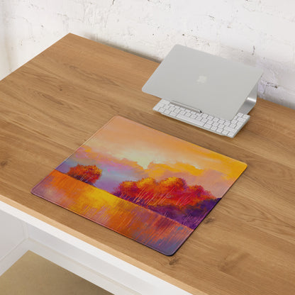 Autumn Sunset Landscape Mouse Pad - Landscape Orange Purple Yellow Desk Impressionist Warm Mood Gaming Mouse Pad