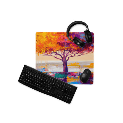 Vibrant Tree Desktop Pad - Tree Colorful Purple Desktop Impressionist Vibrant Mood Modern Decor Gaming Desk Print