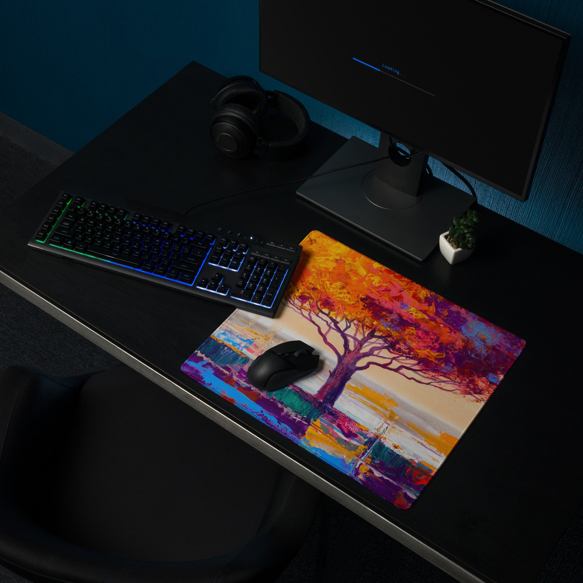 Vibrant Tree Desktop Pad - Tree Colorful Purple Desktop Impressionist Vibrant Mood Modern Decor Gaming Desk Print