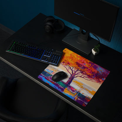 Vibrant Tree Desktop Pad - Tree Colorful Purple Desktop Impressionist Vibrant Mood Modern Decor Gaming Desk Print