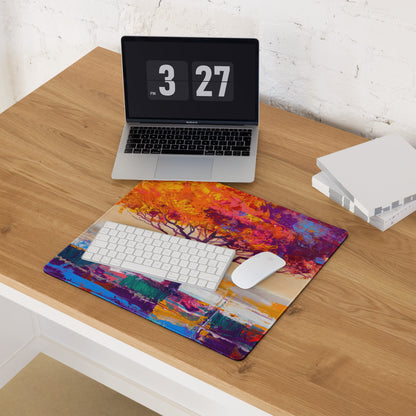 Vibrant Tree Desktop Pad - Tree Colorful Purple Desktop Impressionist Vibrant Mood Modern Decor Gaming Desk Print