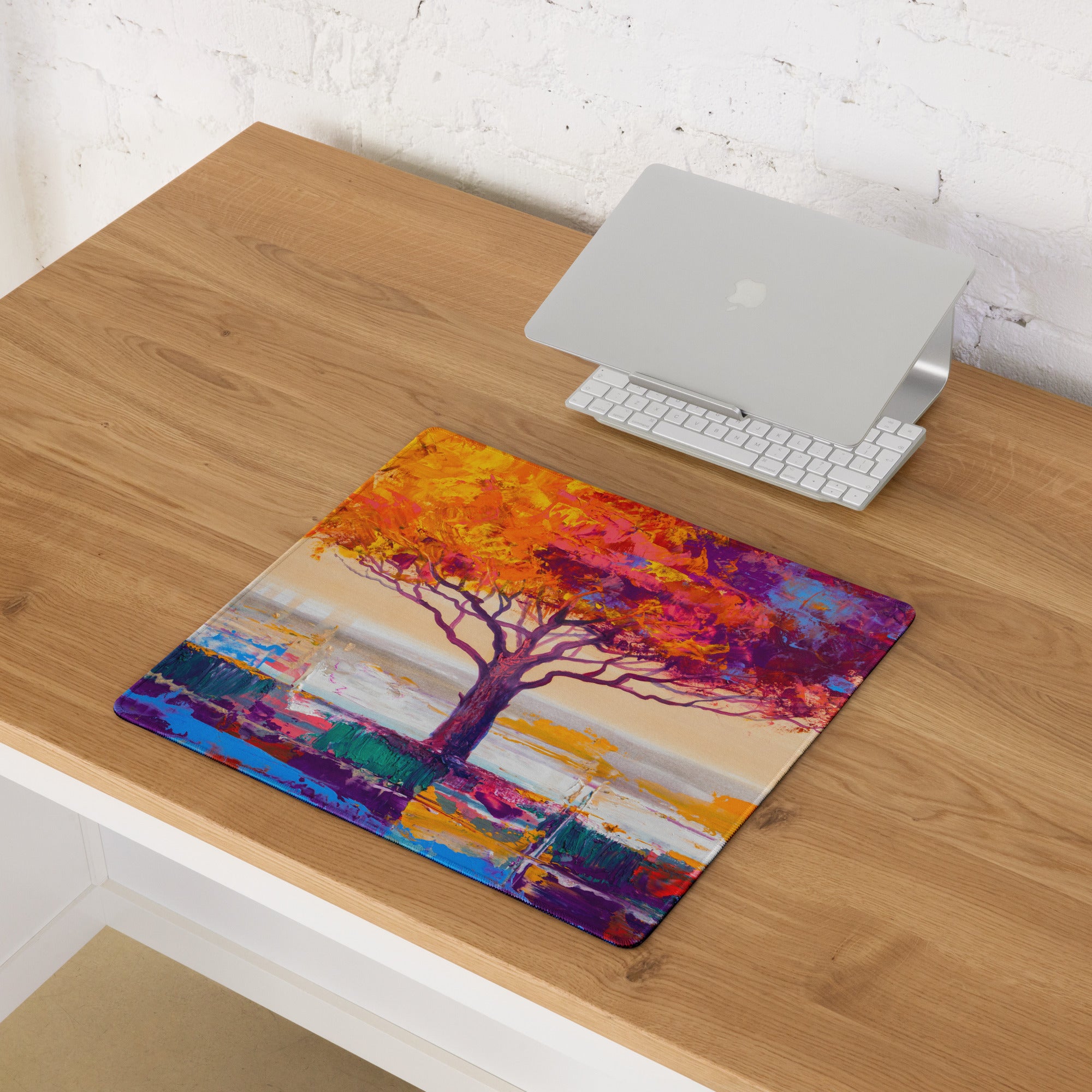 Vibrant Tree Desktop Pad - Tree Colorful Purple Desktop Impressionist Vibrant Mood Modern Decor Gaming Desk Print