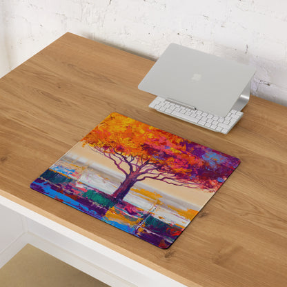 Vibrant Tree Desktop Pad - Tree Colorful Purple Desktop Impressionist Vibrant Mood Modern Decor Gaming Desk Print