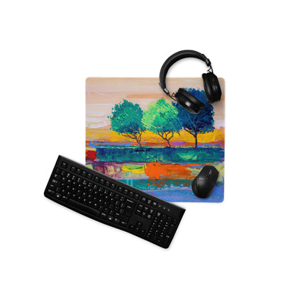 Vivid Landscape Abstract Mouse Pad - Landscape Multicolor Mouse Pad Abstract Impressionist Bold Mood Modern Decor Acrylic