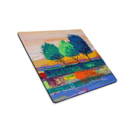 Vivid Landscape Abstract Mouse Pad - Landscape Multicolor Mouse Pad Abstract Impressionist Bold Mood Modern Decor Acrylic