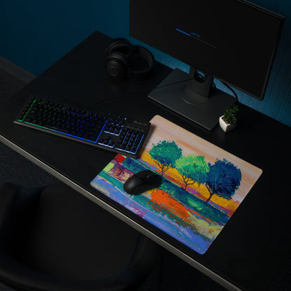 Vivid Landscape Abstract Mouse Pad - Landscape Multicolor Mouse Pad Abstract Impressionist Bold Mood Modern Decor Acrylic