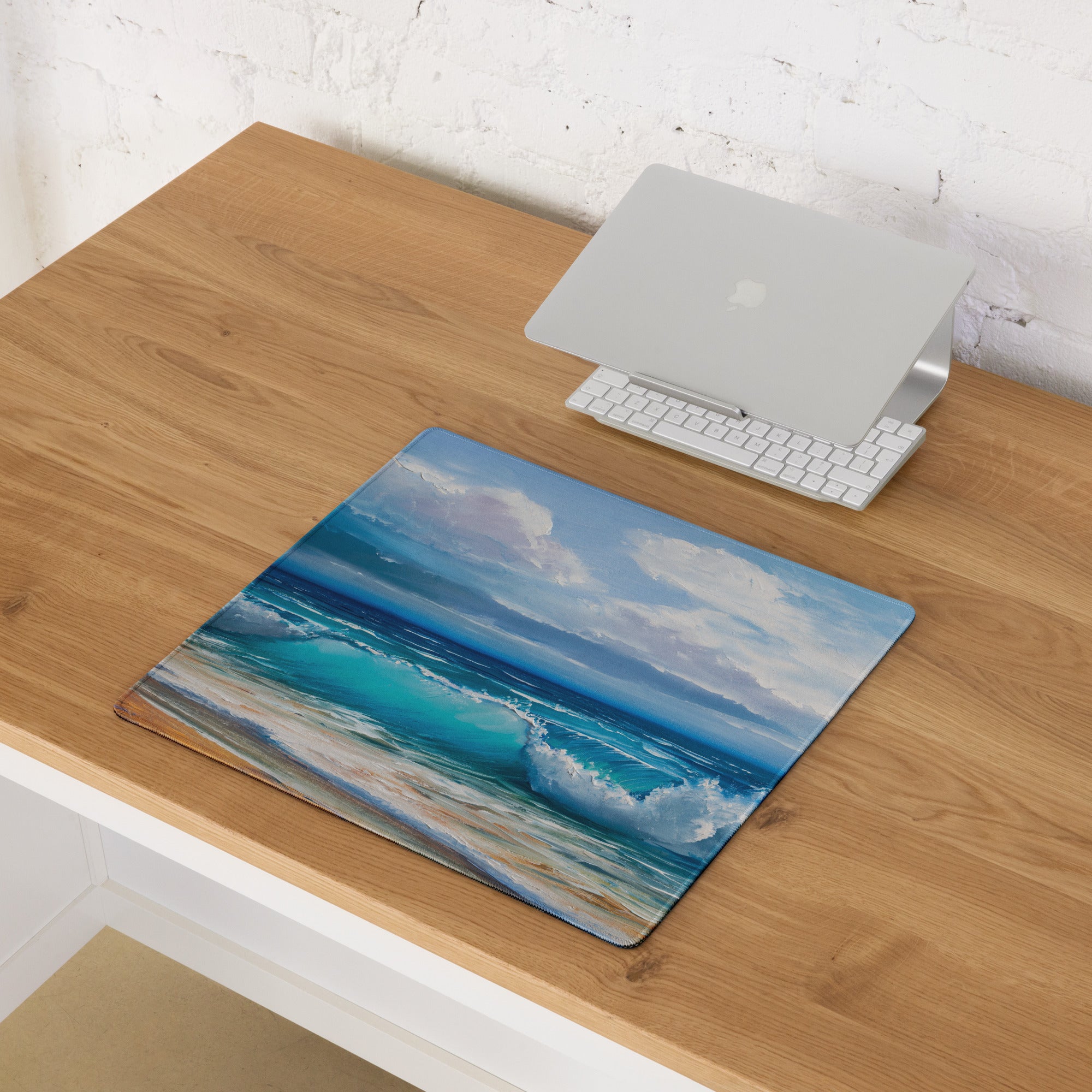 Oceanic Sky Seascape Mouse Pad - Seascape Ocean Blues Desk Pad Coastal Calm Mood Coastal Decor Gaming Pad Digital Print