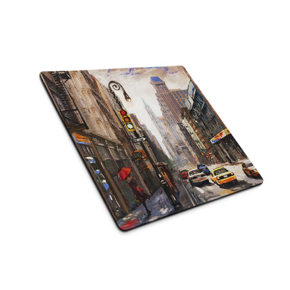Urban Rain City Street Mouse Pad - City Street Scene Gray Yellow Red Setup Moody Urban Indust Mouse Pad Oil On Canvas