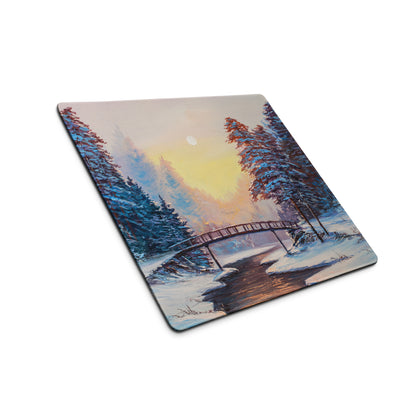 Impressionist Winter Forest Mouse Pad - Winter Forest Blue Desk Gaming Impressionist Mood Serene Contemporary Desk Print