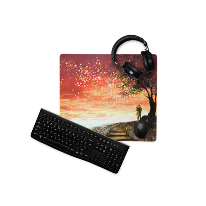 Dreamy Sunset Lantern Beach Pad - Sunset Lantern Beach Scene Orange Pink Blue Desk Gaming Romantic Coastal Beach Photo