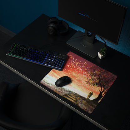 Dreamy Sunset Lantern Beach Pad - Sunset Lantern Beach Scene Orange Pink Blue Desk Gaming Romantic Coastal Beach Photo