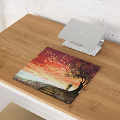Dreamy Sunset Lantern Beach Pad - Sunset Lantern Beach Scene Orange Pink Blue Desk Gaming Romantic Coastal Beach Photo