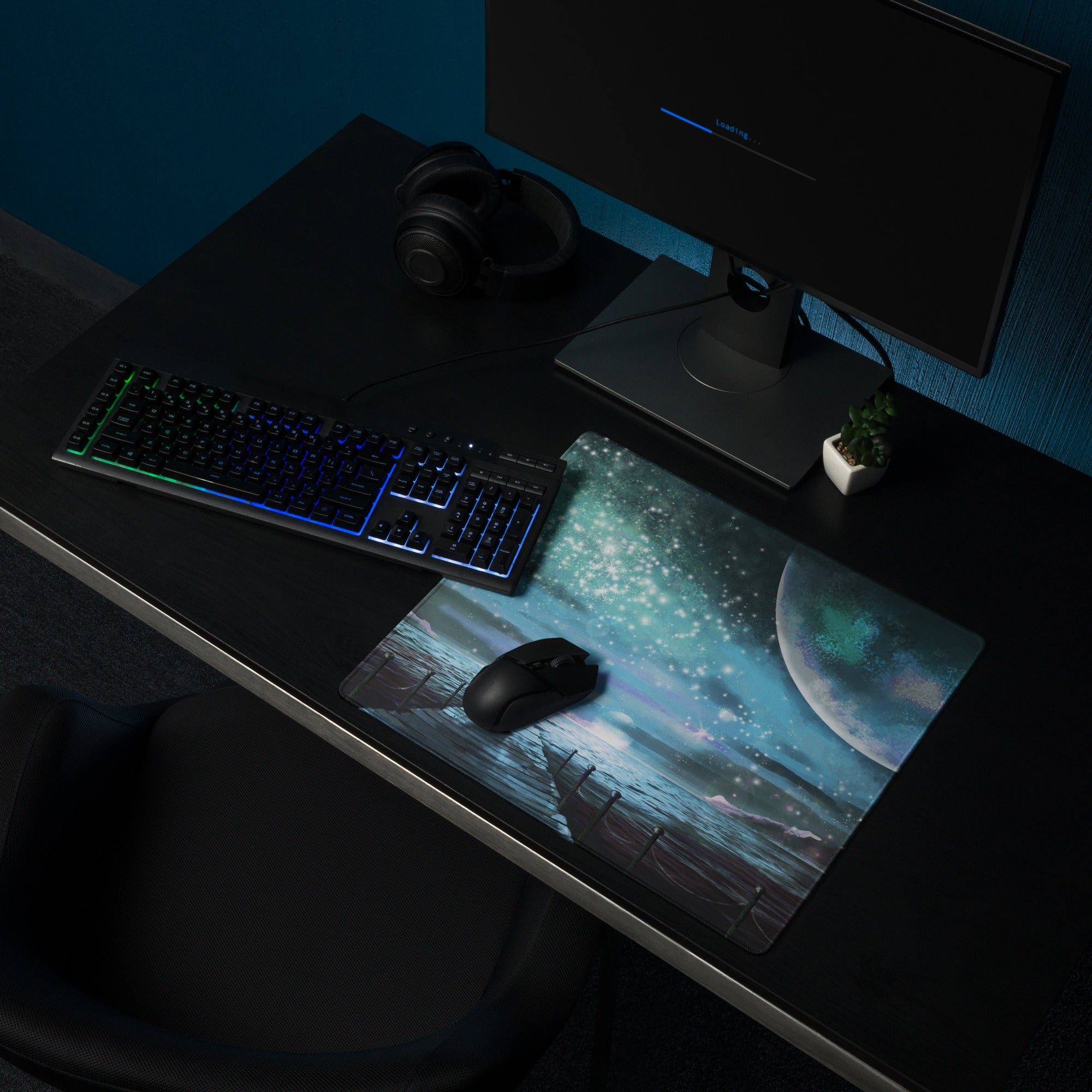 Nebula Night Gaming Mouse Pad - Gaming Mouse Pad Blue Teal Desk Dreamy Mood Modern Decor Non Slip Digital