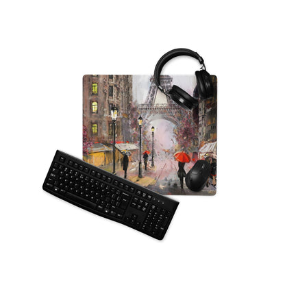 Urban Rain Cityscape Mouse Pad - City Street Night Blues And Pinks For Desk Impressionist Mood Cozy Cinematic; Decor Modern Urban; Niche Gaming Desk Pad; Medium Digital Painting