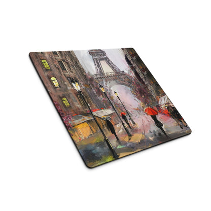 Urban Rain Cityscape Mouse Pad - City Street Night Blues And Pinks For Desk Impressionist Mood Cozy Cinematic; Decor Modern Urban; Niche Gaming Desk Pad; Medium Digital Painting