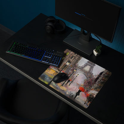 Urban Rain Cityscape Mouse Pad - City Street Night Blues And Pinks For Desk Impressionist Mood Cozy Cinematic; Decor Modern Urban; Niche Gaming Desk Pad; Medium Digital Painting