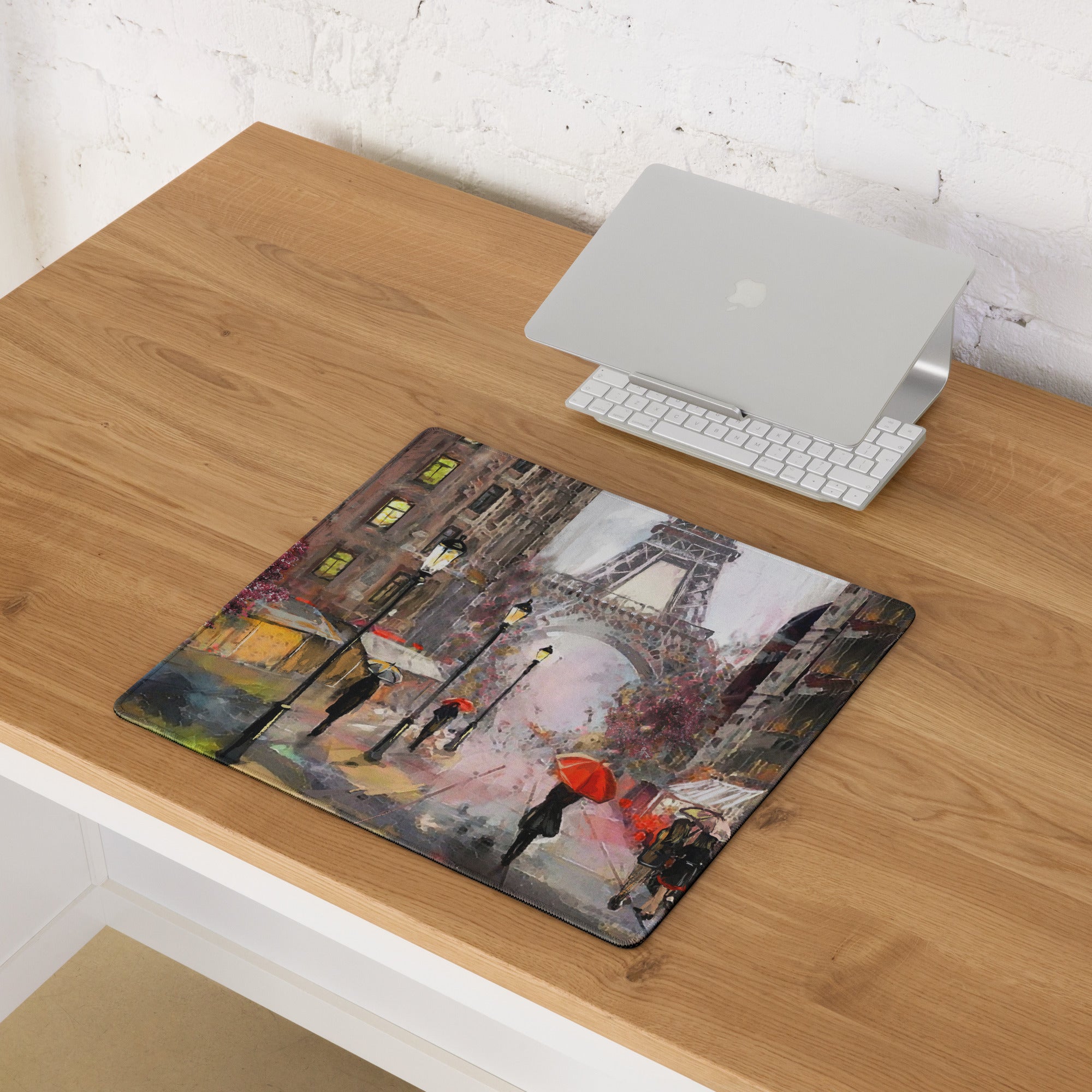 Urban Rain Cityscape Mouse Pad - City Street Night Blues And Pinks For Desk Impressionist Mood Cozy Cinematic; Decor Modern Urban; Niche Gaming Desk Pad; Medium Digital Painting