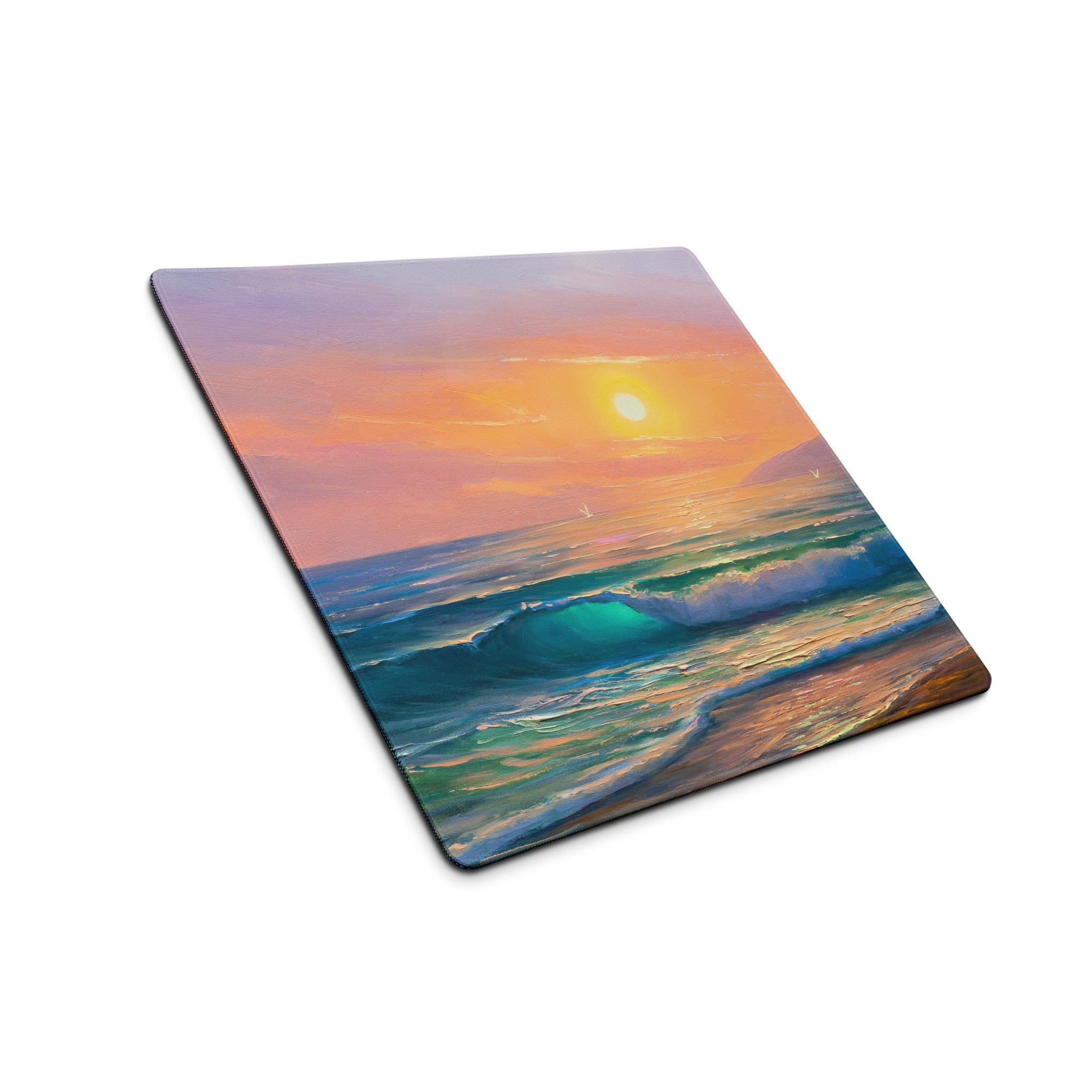 Sunset Seascape Gaming Mousepad - Gaming Mouse Pad Sunset Hues Pink Blue Desk Calm Mood Minimal Decor Niche Oil Painting