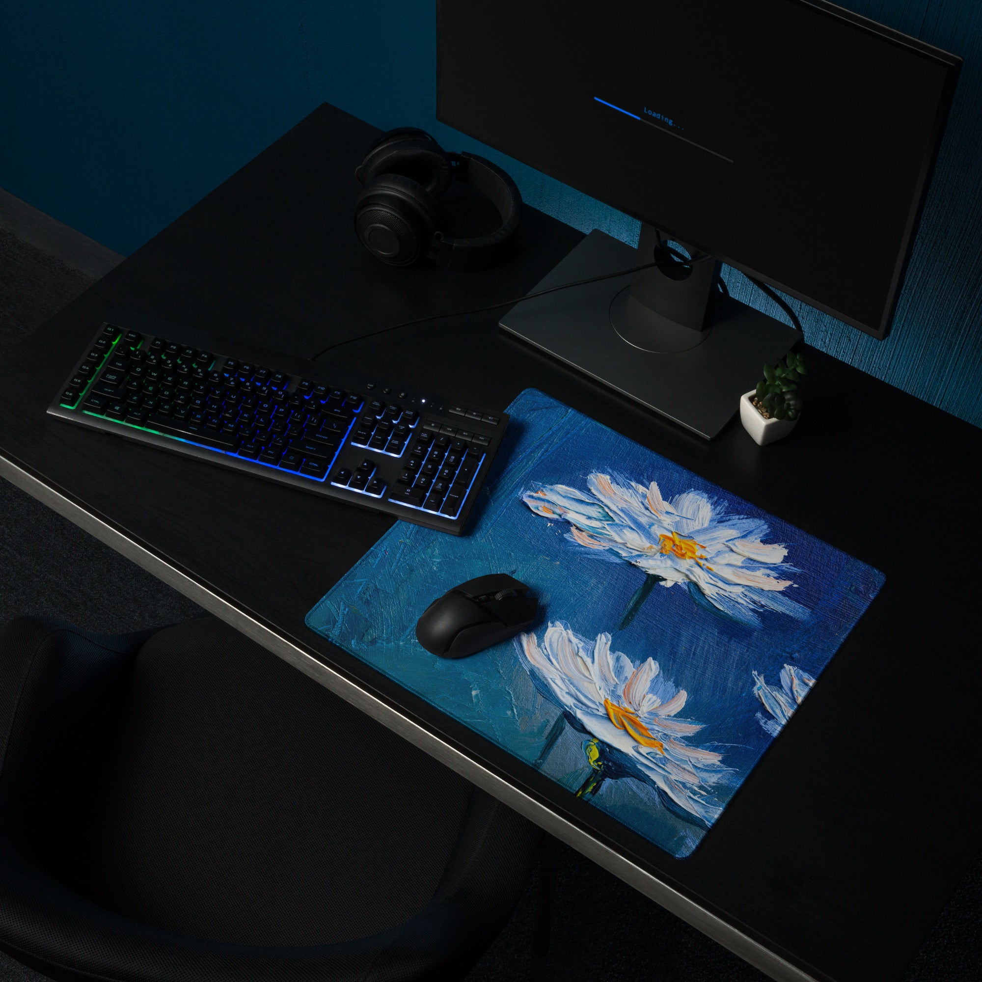 Blue Floral Abstract Mouse Pad - Mouse Pad Blue Floral Abstract For Gaming Desk Calm Mood Minimalist Decor For Gamers
