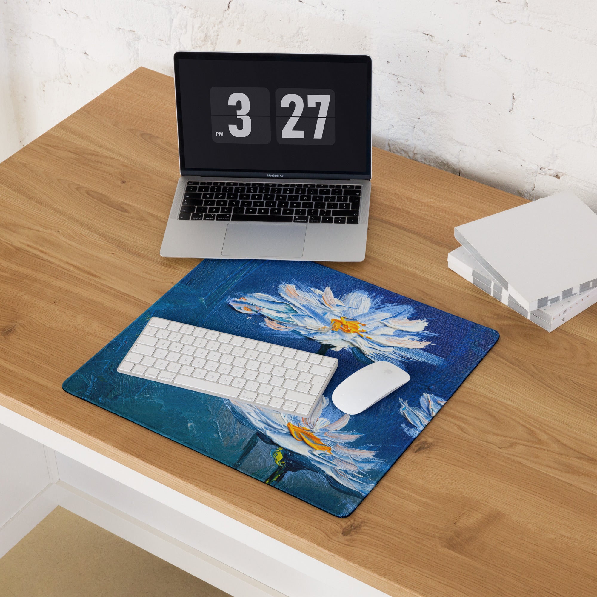 Blue Floral Abstract Mouse Pad - Mouse Pad Blue Floral Abstract For Gaming Desk Calm Mood Minimalist Decor For Gamers