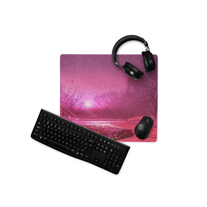 Purple Sunset Forest Mouse Pad - Mouse Pad Purple Pink Gradient Desktop Setup Modern Landscape Calm Mood Minimalist Decor Office Accessory Digital Art