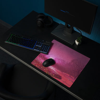 Purple Sunset Forest Mouse Pad - Mouse Pad Purple Pink Gradient Desktop Setup Modern Landscape Calm Mood Minimalist Decor Office Accessory Digital Art