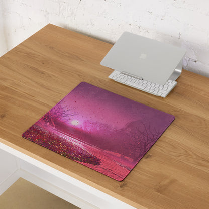 Purple Sunset Forest Mouse Pad - Mouse Pad Purple Pink Gradient Desktop Setup Modern Landscape Calm Mood Minimalist Decor Office Accessory Digital Art