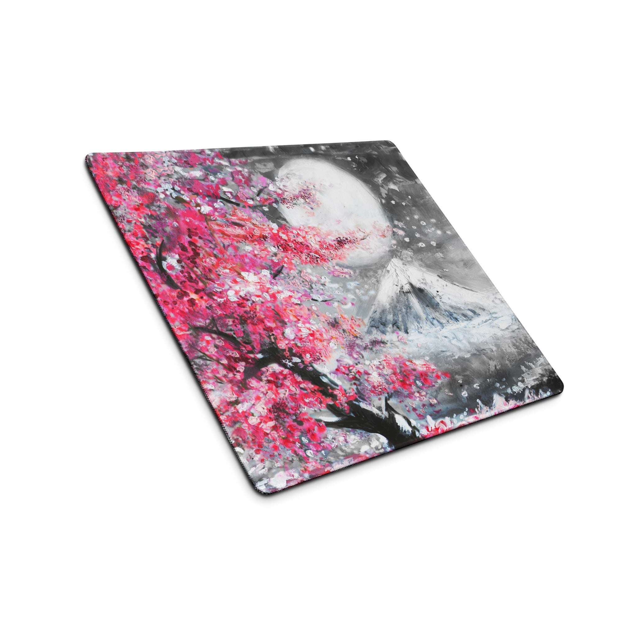 Blossom Pink Gaming Mouse Pad - Cherry Blossom Pink Gray Desk Mat Modern Floral Soft Mood Modern Decor Gaming