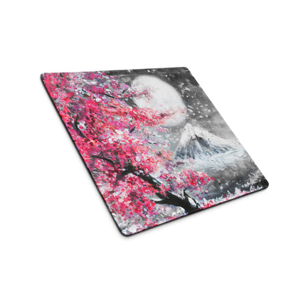 Blossom Pink Gaming Mouse Pad - Cherry Blossom Pink Gray Desk Mat Modern Floral Soft Mood Modern Decor Gaming