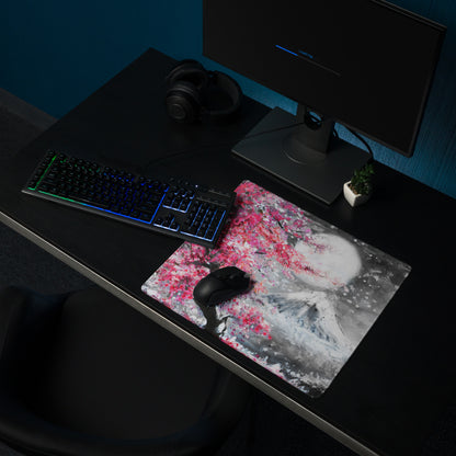 Blossom Pink Gaming Mouse Pad - Cherry Blossom Pink Gray Desk Mat Modern Floral Soft Mood Modern Decor Gaming