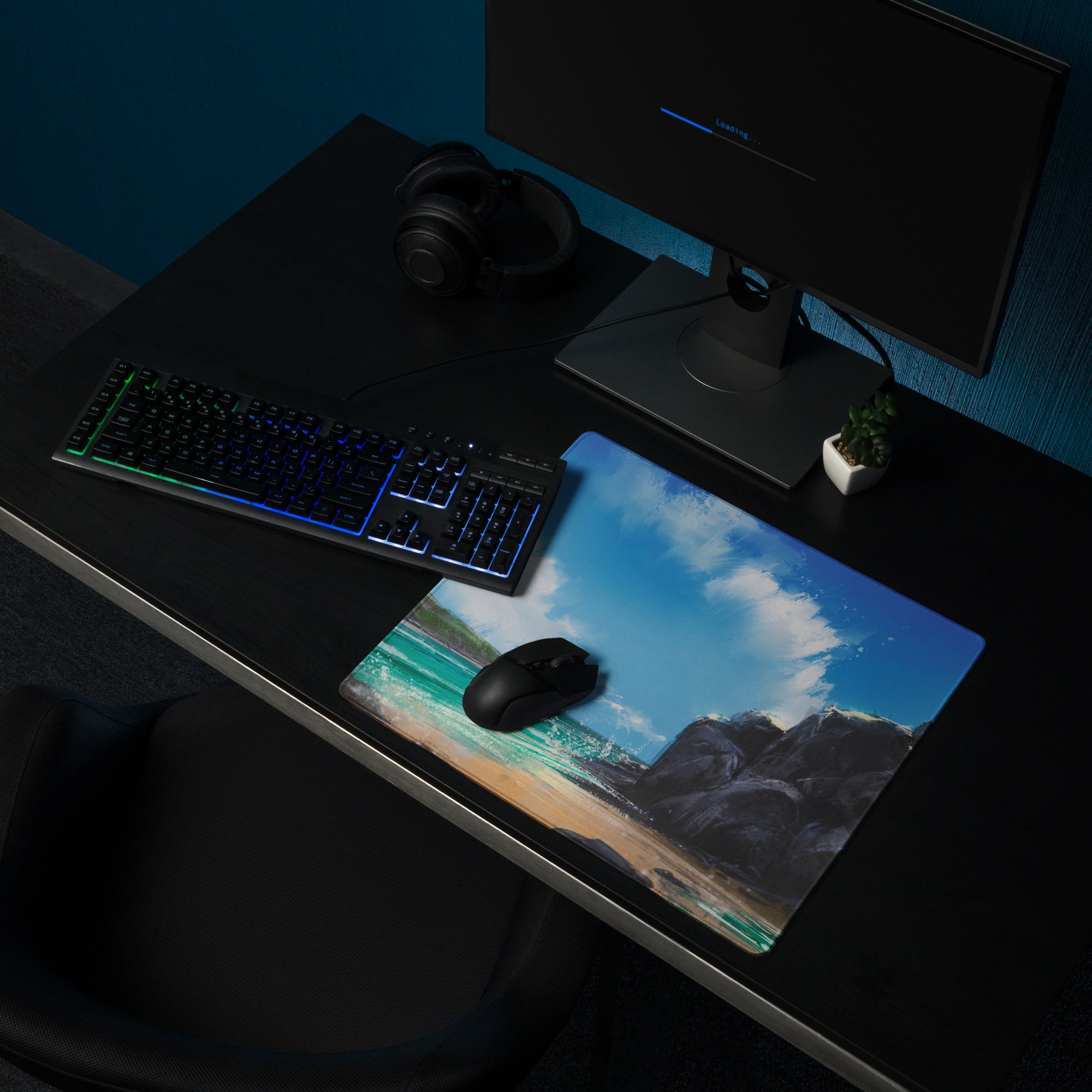 Coastal Sky Seascape Gaming Mouse Pad - Seascape Mouse Pad Blue Turquoise Desk Setup Calm Mood Non Slip