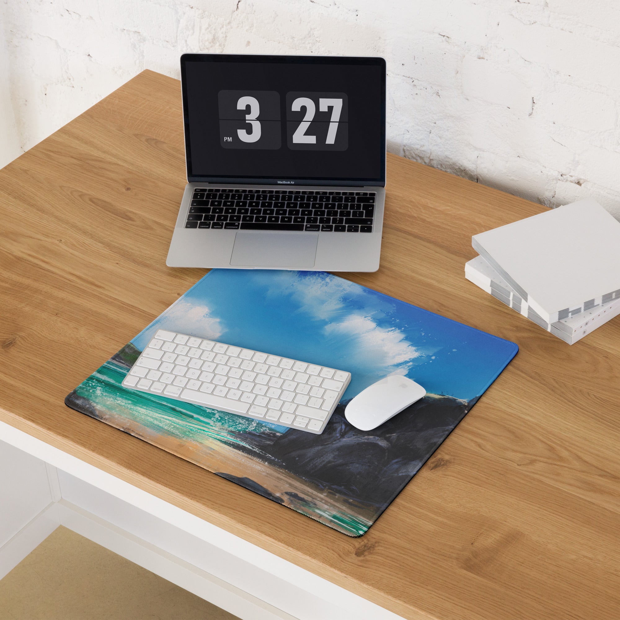 Coastal Sky Seascape Gaming Mouse Pad - Seascape Mouse Pad Blue Turquoise Desk Setup Calm Mood Non Slip